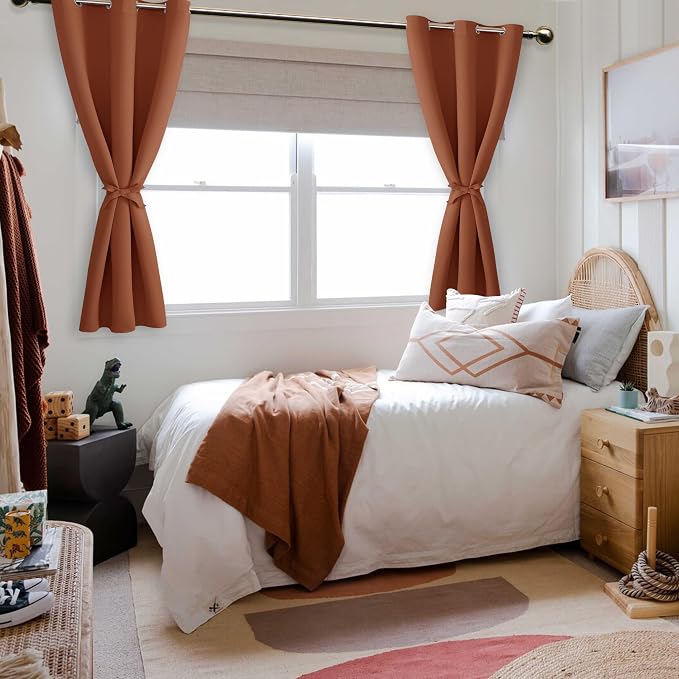 Fall Blackout Curtains for Bedroom Burnt Ochre 42 x 54 Inch 2 Panel | Thermal - Image 6