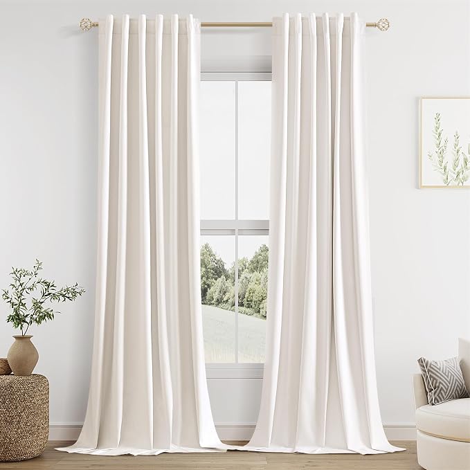 100% Blackout Linen Curtains 98 Inch Long by 52 Inch Wide 2 Panels Set by Guken
