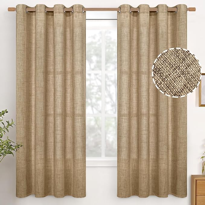 YoungsTex Burlap Toffee Curtains 68 Inch Length by YoungsTex