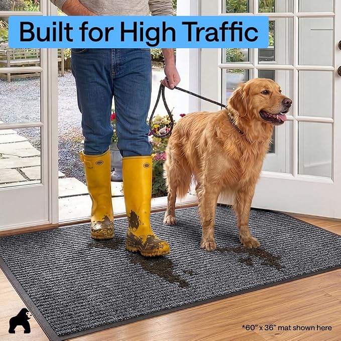 GORILLA GRIP Waterproof Traffic Guard Door Mat, 2 Pack Indoor Outdoor Durable - Image 7