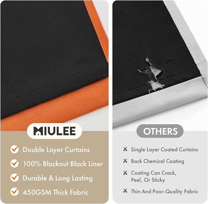 MIULEE Fall Orange 100% Blackout Curtains - Image 4