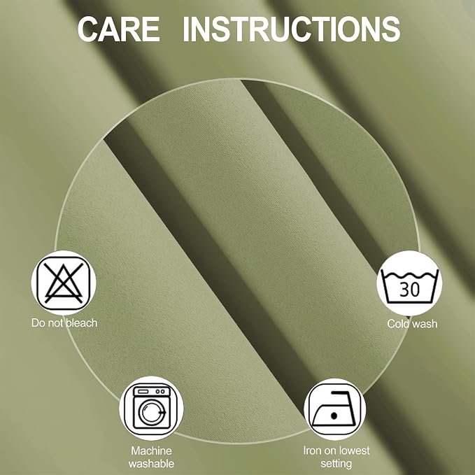 Sage Green Thermal Blackout Curtains/38 x 63 Inch/Set of 2 Panels Room - Image 4