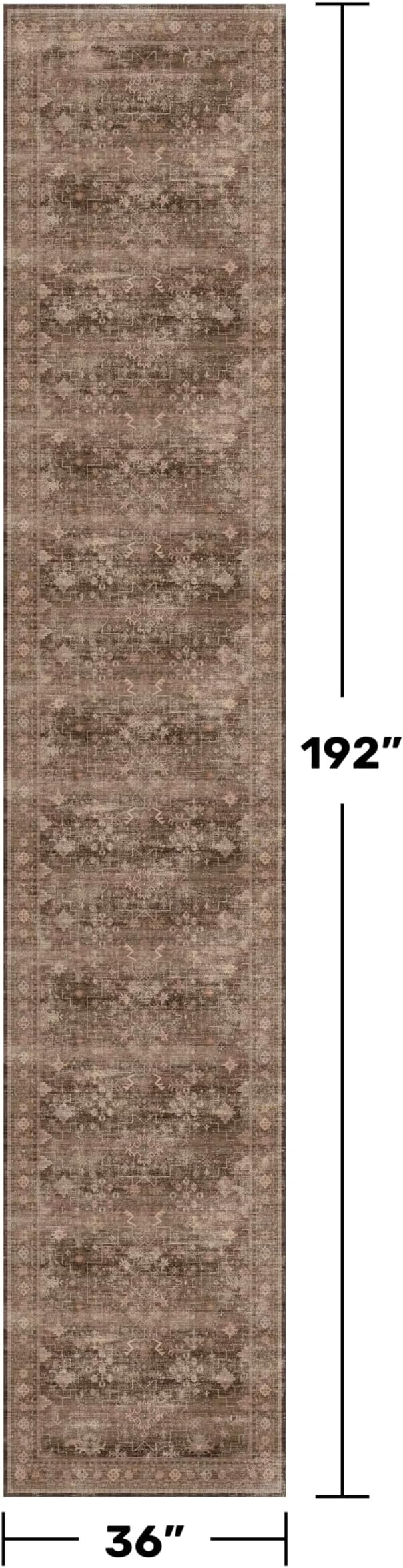 Neutral Boho Washable 3x16 Extra Long Hallway Runner Rug, Non-Slip Stain & Fade - Image 2