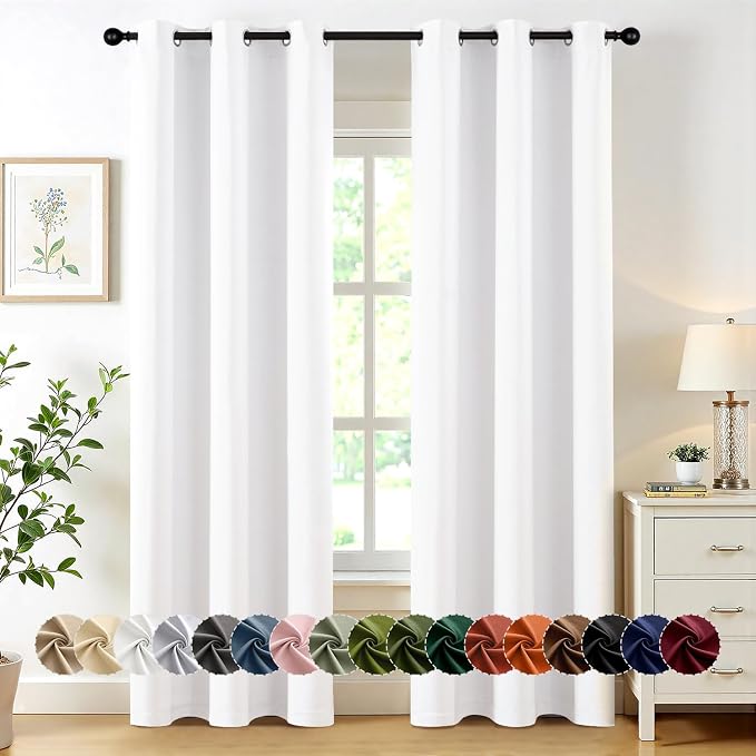 MIULEE Blackout Curtains for Bedroom 2 Panels 40 x 72 Inch Long Pure White | by MIULEE