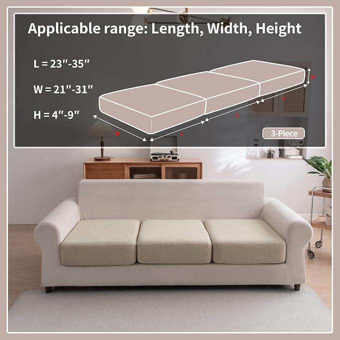 OHSIO Sectional Couch Covers, Wear Resistant Stretch Sofa Covers Washable Soft - Image 2