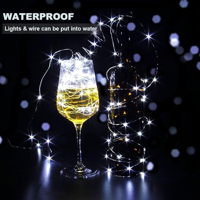 YKB 6 PCS LED Starry String Lights with 20 Mini LEDs on 3.3FT/1M Copper Wire, Fairy Lights Powered by 2xCR2032(Incl) Batteries, for Wedding Table Holiday Halloween Christmas Decorations, Cool White
