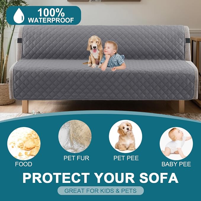 Turquoize 100% Waterproof Futon Cover Futon Slipcover Washable Armless Sofa Bed - Image 2