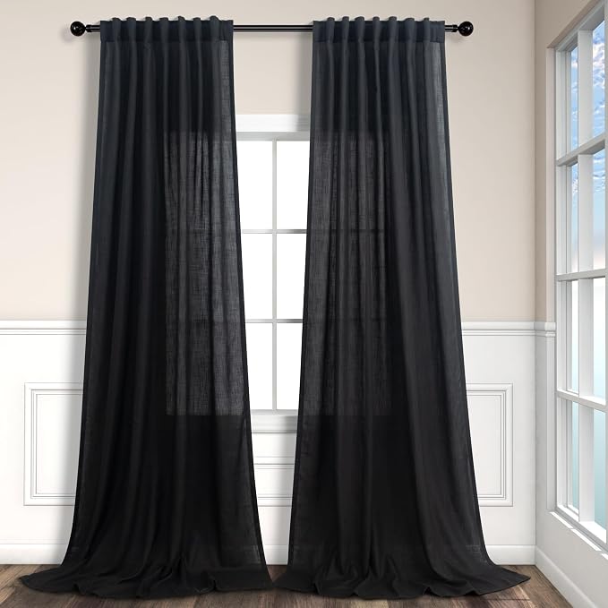 Pitalk 102 Inch Long Curtains Black by Pitalk
