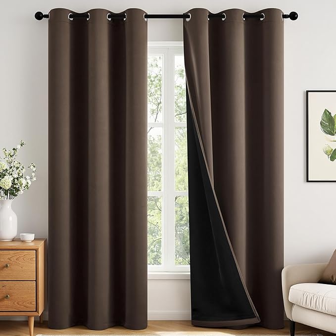 MIULEE Chocolate Brown 100% Blackout Curtains by MIULEE
