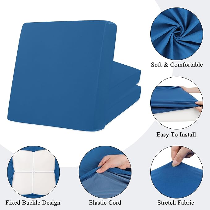 HEBE Outdoor Cushion Covers 12 Pcs, Stretch Patio Sofa Couch Cushion Cover | - Image 2