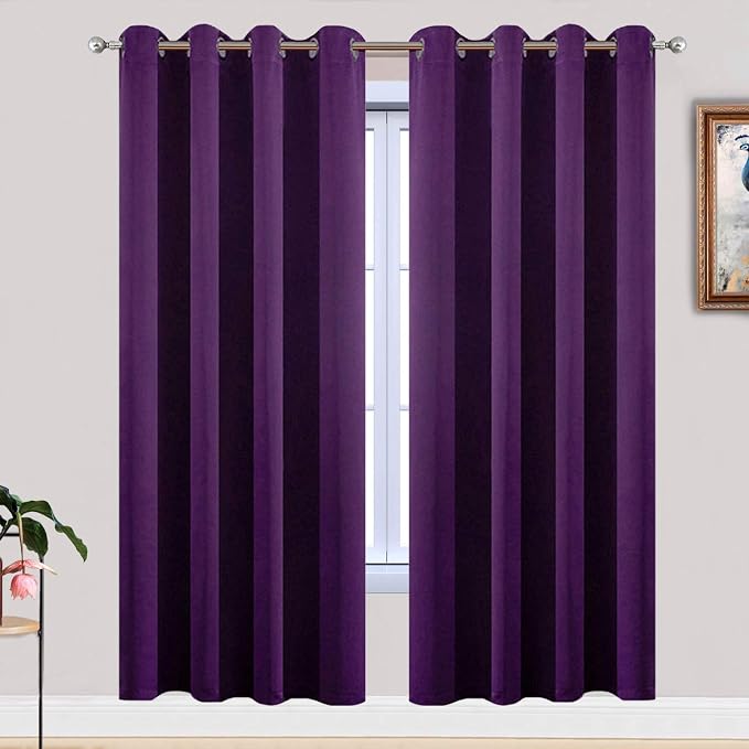 Yakamok Room Darkening Curtains 52x72 inch Length Purple-Living Room | 2 panels by Yakamok