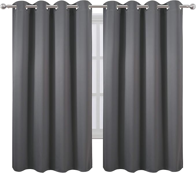 Grey Bedroom Blackout Curtains/52 x 63 Inch Long/Set of 2 Curtain - Image 2