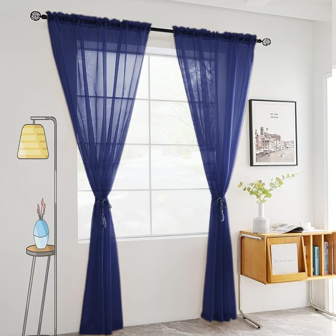 SpaceDresser Sheer Voile Window Treatment Rod Pocket Curtain Panels - Image 2