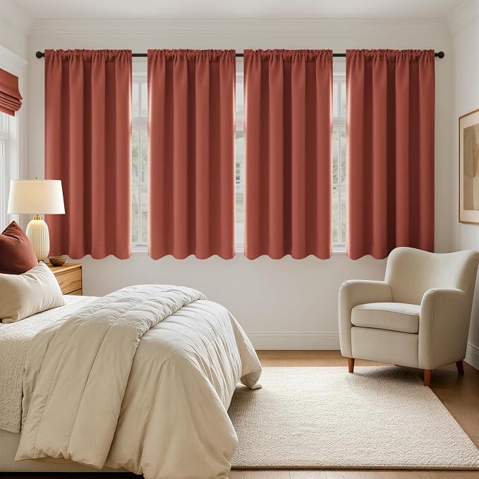 MIULEE Terracotta Blackout Curtains 4 Panels Set 72 Inch Length Bedroom | by MIULEE