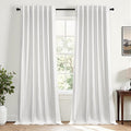 Topfinel Snow White Linen Blackout 105 Inch Curtains by Topfinel