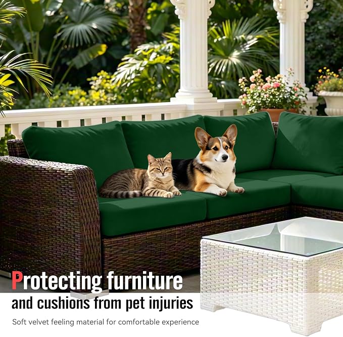8Pcs Outdoor Cushion Covers, Stretch Patio Furniture Couch Chair Slipcovers | - Image 6
