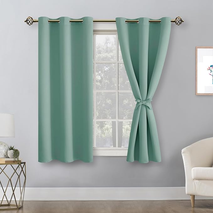 Blackout Curtains for Bedroom, Sage Green, 42 x 45 Inch, 2 Panels | Thermal - Image 8