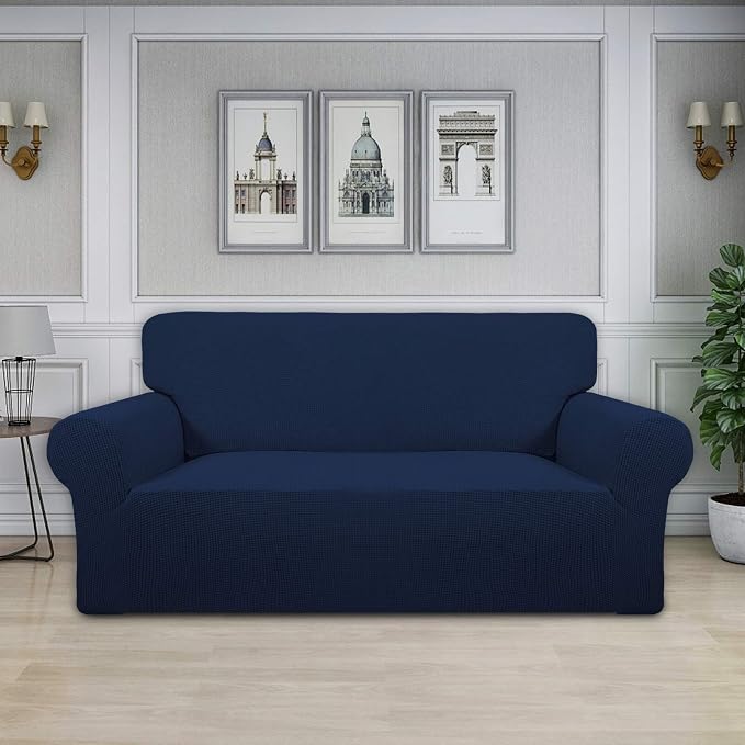 Easy-Going Stretch Oversized Loveseat Couch Covers Washable Navy | 1-Piece - Image 2