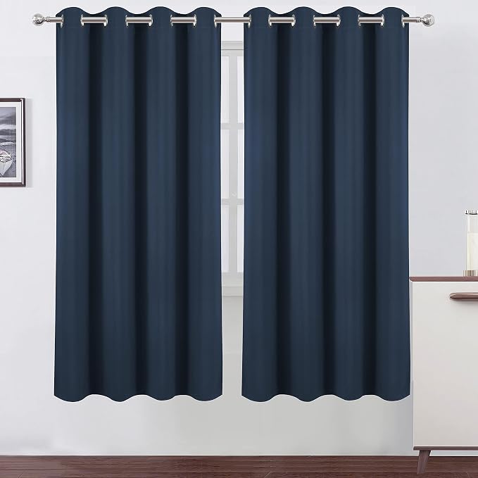 Navy Blue Blackout Curtains/52 x 72 Inch/Set of 2 Panels Room Darkening Curtains by Lemomo