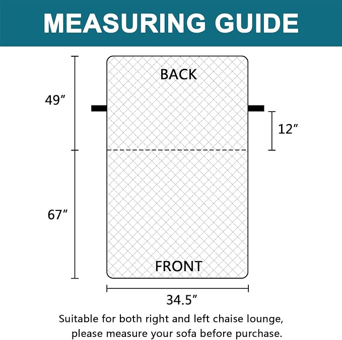 Turquoize 100% Waterproof Sofa Covers Chaise Lounge L Shape Sofa Protector Slip - Image 6
