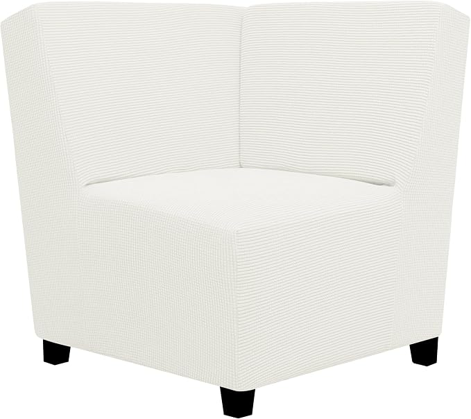 Easy-Going Stretch Soft Sectional Corner Sofa Couch Slipcover Cream | 1-Piece by Easy-Going