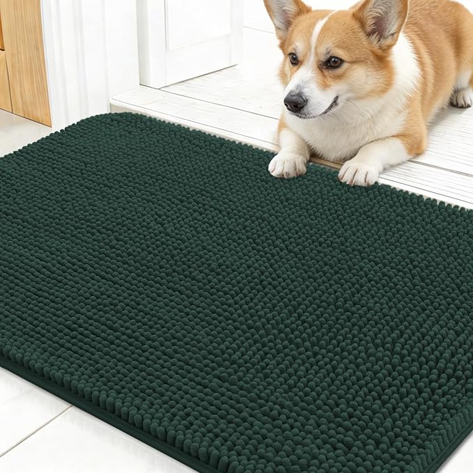 OLANLY Dog Door Mat for Muddy Paws 24x16, Super Absorbent Chenille Mud Mat | by OLANLY