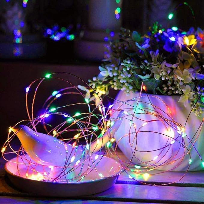 Sanniu Led Fairy Lights Battery Operated, 4 Packs Mini Battery Powered Copper Wire Starry String Lights for Christmas,Bedroom,Wedding,Parties,Patio,Indoor,Home Decoration (5m/16ft Multicolor)