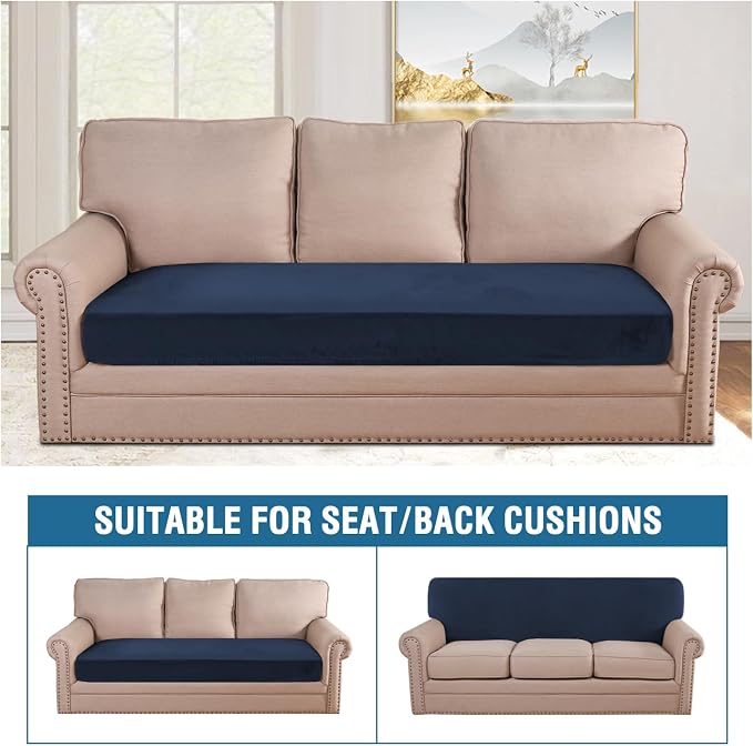 H.VERSAILTEX Velvet Stretch Individual Couch Cushion Cover Plush Cushion - Image 3