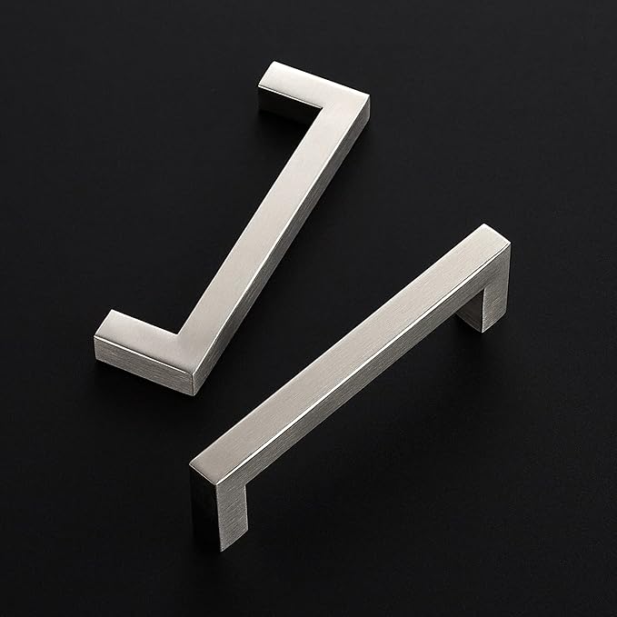 Ravinte 10 Pack 4-1/2 Inch Square Cabinet Handles - Satin Nickel and Brushed Nickel Drawer Pulls - Kitchen Cabinet Hardware