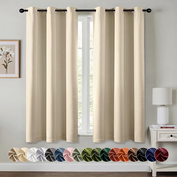 MIULEE Blackout Curtains for Bedroom 2 Panels 40 x 45 Inch Long Cream Beige | by MIULEE