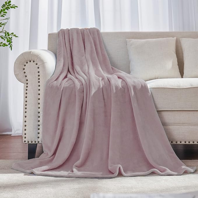 Dusty Rose Pink Fleece Plush Throw Blanket 50"x60"for Couch Fuzzy Cozy | Super by JIAHANNHA