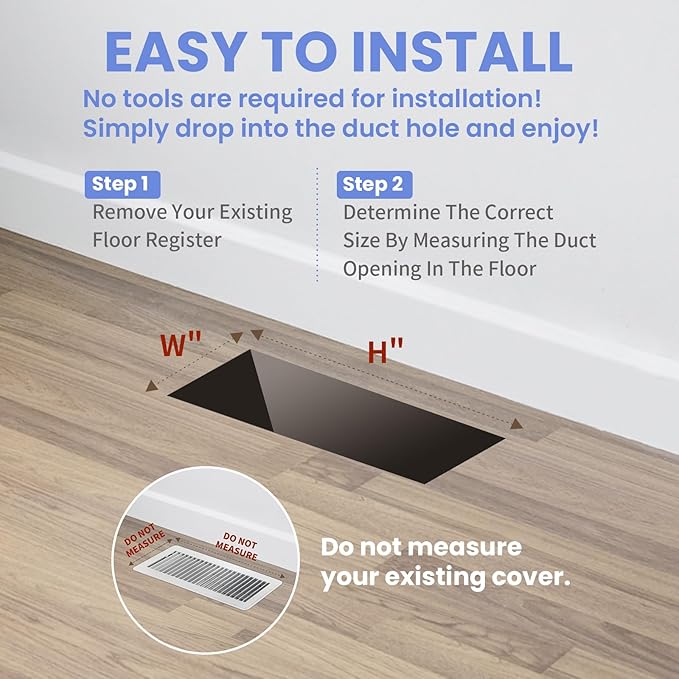 2x10 Inches 4 Pack Heavy Duty Walkable Floor Register - Easy Adjust Air Supply Lever Decorative Floor Vent Covers, Boston Design Vent Covers for Home - Matte Black