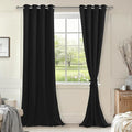 Blackout Curtains for Bedroom, 52 x 102 Inches Long Black, 2 Panels | Thermal by Hiasan