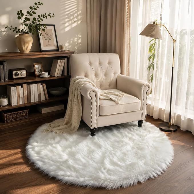 EasyJoy Faux Sheepskin Rug, Fluffy Faux Fur Rug, Ultra Soft Shag Area Rug - Image 2