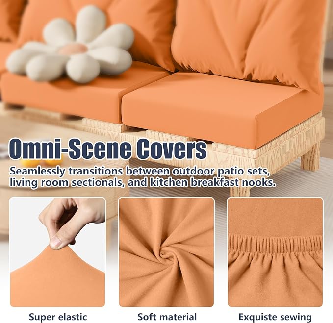 8Pcs Outdoor Cushion Covers, Stretch Patio Furniture Couch Chair Slipcovers | - Image 5