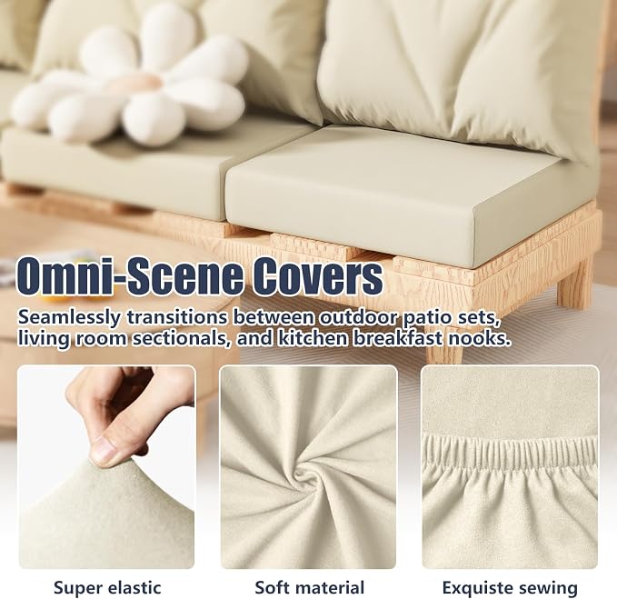 8Pcs Outdoor Cushion Covers, Stretch Patio Furniture Couch Chair Slipcovers | - Image 4