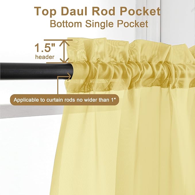 Chyhomenyc Sheer Curtains 63 Inch Length 2 Panels, Soft Airy, Rod Pocket - Image 6