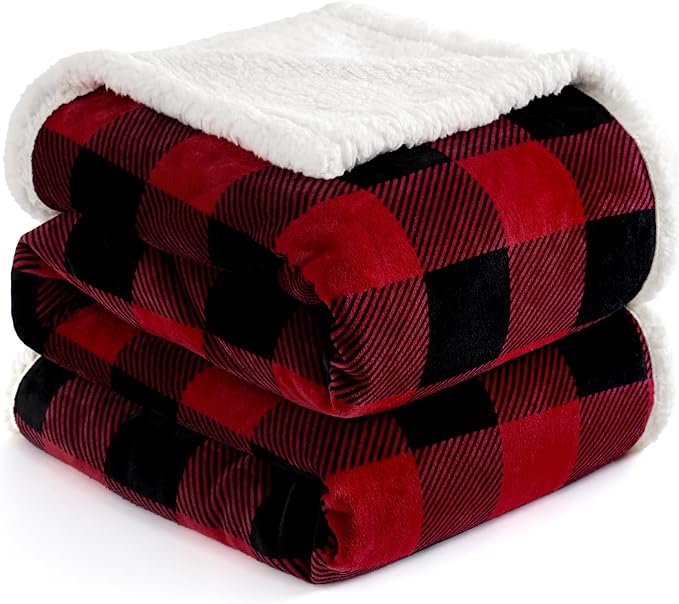 PU MEI Sherpa Fleece Throw Blanket 80" x 90" Reversible Plush Fluffy Large Big by HOME