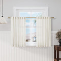 Cream Linen Curtains 45 Inch Length Kitchen Bathroom Back Tab Pocke Semi Sheer by Nanspring