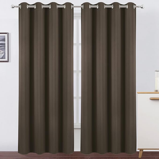 Blackout Curtains 66 x 84 inch/Chocolate Brown Curtains Set of 2 Panels/Thermal by Lemomo