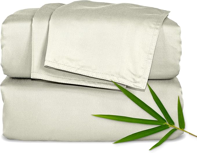 Pure Bamboo King Sheets, Genuine 100% Organic Viscose Derived from Bamboo Bed Sheet Set, Luxuriously Soft & Cooling, Double Stitching, Lifetime Quality Promise (King, Birch)