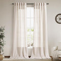 Linen 102 Inch Long Curtains for Living Room 2 Panels Back Tab Pocket Semi by Nanspring