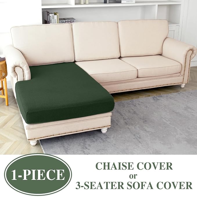 LA MEACK Couch Cushion Cover Chaise Lounge Cover Washable Separate Seat Chaise - Image 2