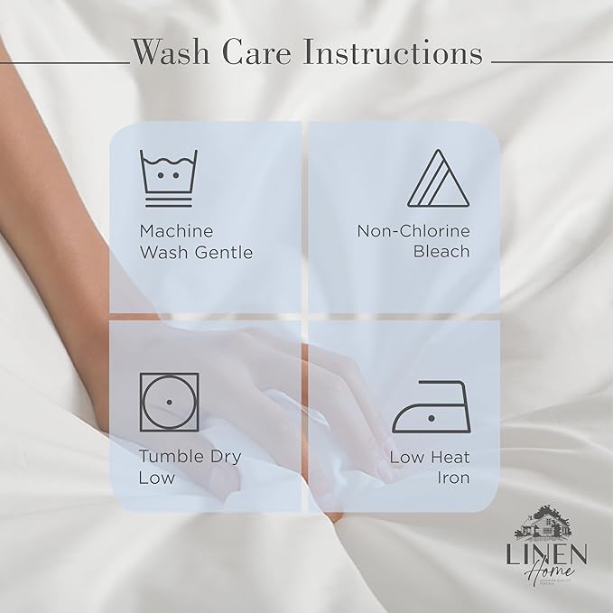 Linen Home 100% Cotton Percale Sheets King Size, Baby Blue, Deep Pocket, 4 Pieces Set - 1 Flat, 1 Deep Pocket Fitted Sheet and 2 Pillowcases, Crisp Cool and Strong Bed Linen