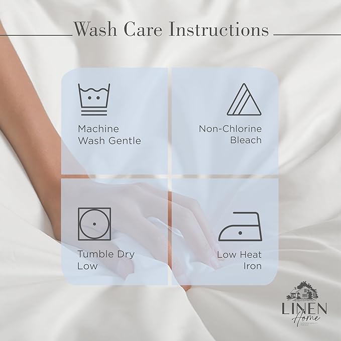 Linen Home 100% Cotton Percale Sheets Twin XL Size, Baby Blue, Deep Pocket, 3 Pieces Set - 1 Flat, 1 Deep Pocket Fitted Sheet and 1 Pillowcase, Crisp Cool and Strong Bed Linen