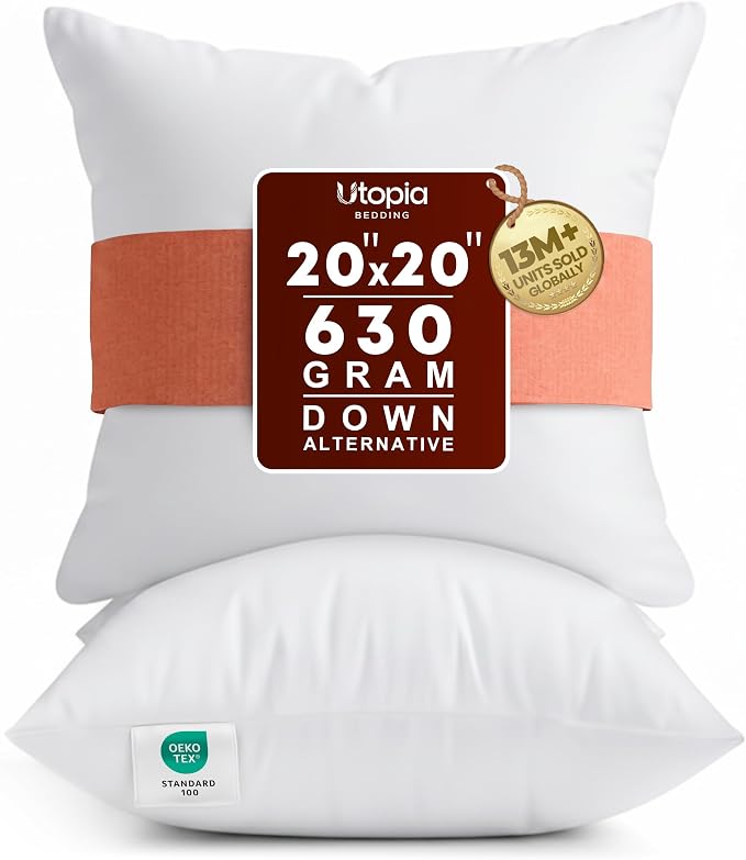 Utopia Bedding 20x20 Pillow Inserts, 2 Pack | Indoor cushion inserts by UTOPIABEDDING