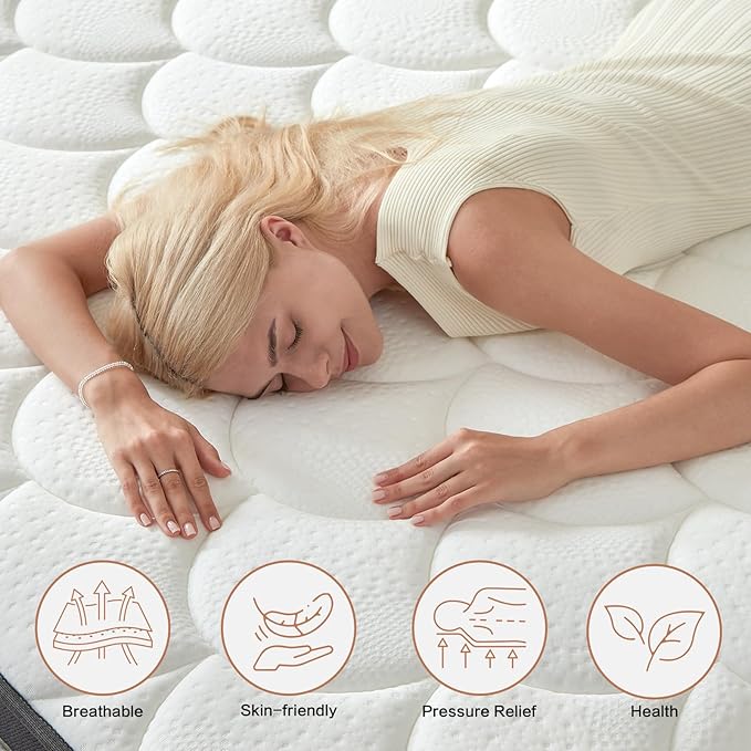 King Size Mattress, Medium Firm Memory Foam & Pocket Spring Hybrid Mattress,12 Inch King Size Mattress in a Box,CertiPUR-US Certified Safe Materials,Ideal for All Sleep Positions,76x80 Inches