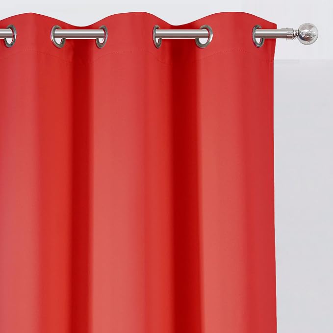 Blackout Curtains 38 x 84 inch/Bright Red Curtains Set of 2 Panels/Thermal - Image 6