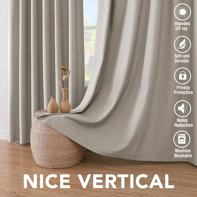 H.VERSAILTEX Blackout Curtains Linen Curtains 120 inches Long 100% Black Out - Image 7