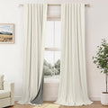 Pitalk 36 x 96 Inch Curtains Linen Blackout Black Out Soundproof Cream Ivory by Pitalk